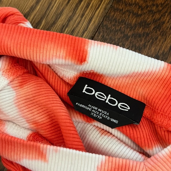 bebe red striped off the shoulder top - Picture 2 of 2